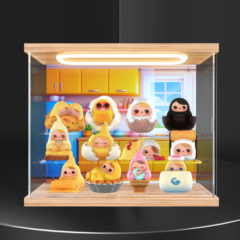 适用POPMART泡泡玛特PUCKY蛋蛋豆子系列礼物盲盒亚克力灯光收纳盒
