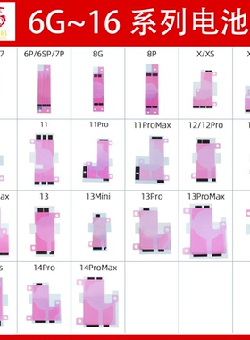 适用苹果6S 7G XSMAX 11 XR 12 13MINI 14PLUS 15PROMAX 16电池胶