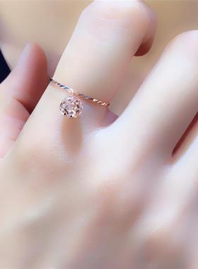 俄风紫金色小球流苏戒指女轻奢小众设计冷淡风镀玫瑰彩金高级指环