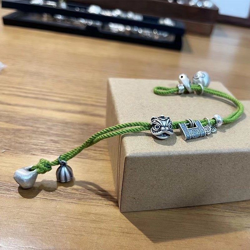 小醒狮平安锁手绳搭配饰品可选简约编织古风清新钱袋莲蓬绿绳手链,饰品/流行首饰/时尚饰品新,手链,淘宝优惠券,粉丝福利购,淘宝优惠卷