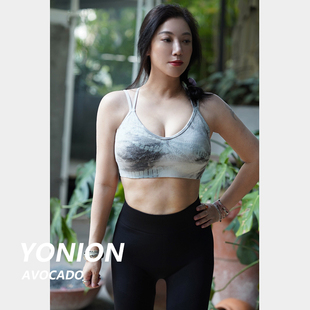 AVOCADO牛油果暗纹蝴蝶翅膀美背交叉带吊带可拆卸瑜伽运动背心