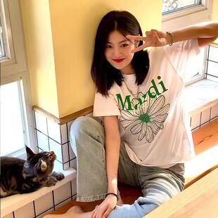 春夏Mardi小雏菊潮牌纯棉短袖T恤女董洁同款休闲百搭韩版圆领上衣