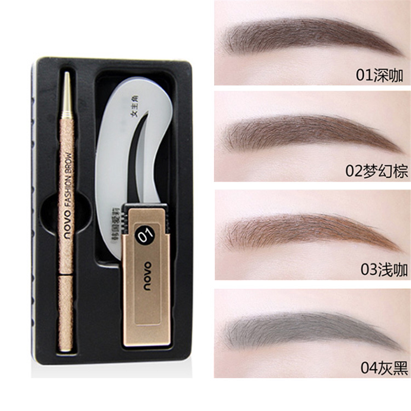 圆头细眉笔防水防汗不脱色持久不晕染初学者一字眉画眉卡套装