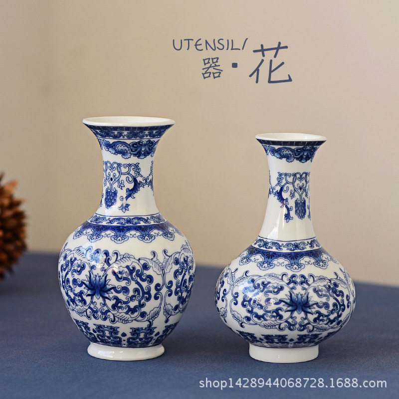 厂家仿古青花瓷花瓶水培
