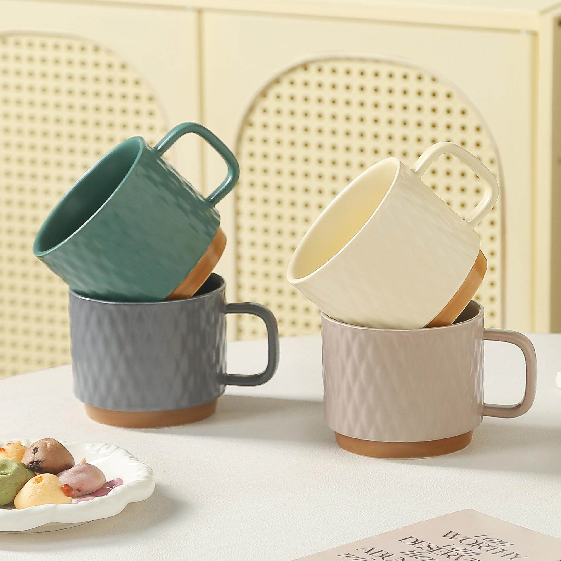 高级纯色陶瓷杯大容量咖啡杯男女马克杯实用杯子伴手礼品喝水杯