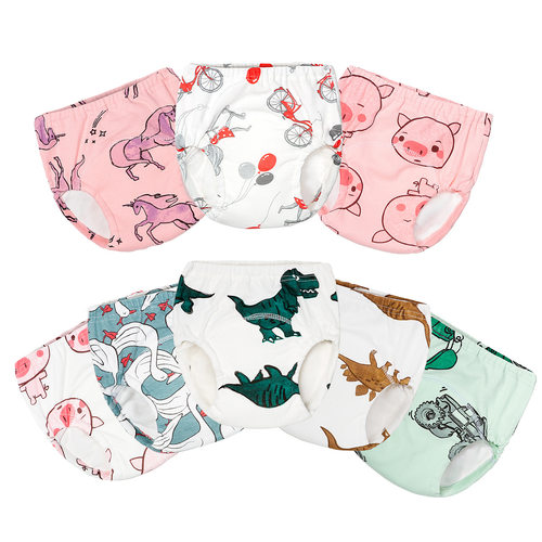 宝宝如厕训练内裤儿童可洗纱布学习裤婴儿棉不漏隔尿学习裤127X