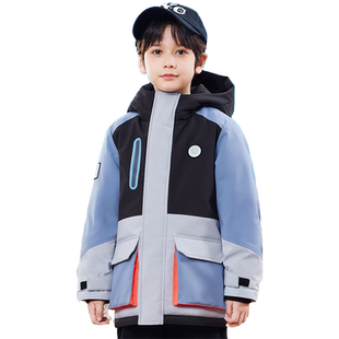 鸭鸭童装儿童羽绒服加厚冬装新款男童韩版工装连帽保暖外套中大童