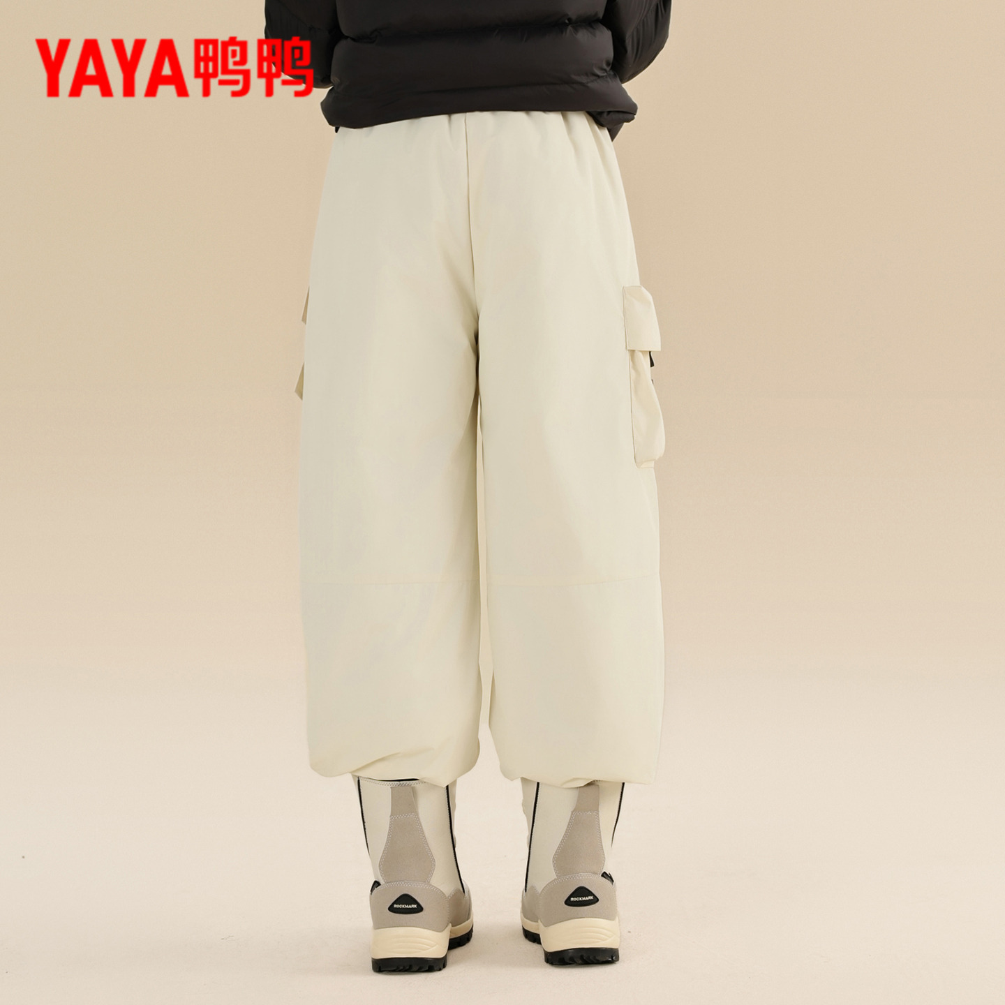 鸭鸭童装儿童加绒裤中大童2025冬季新款男童女童女孩保暖工装长裤