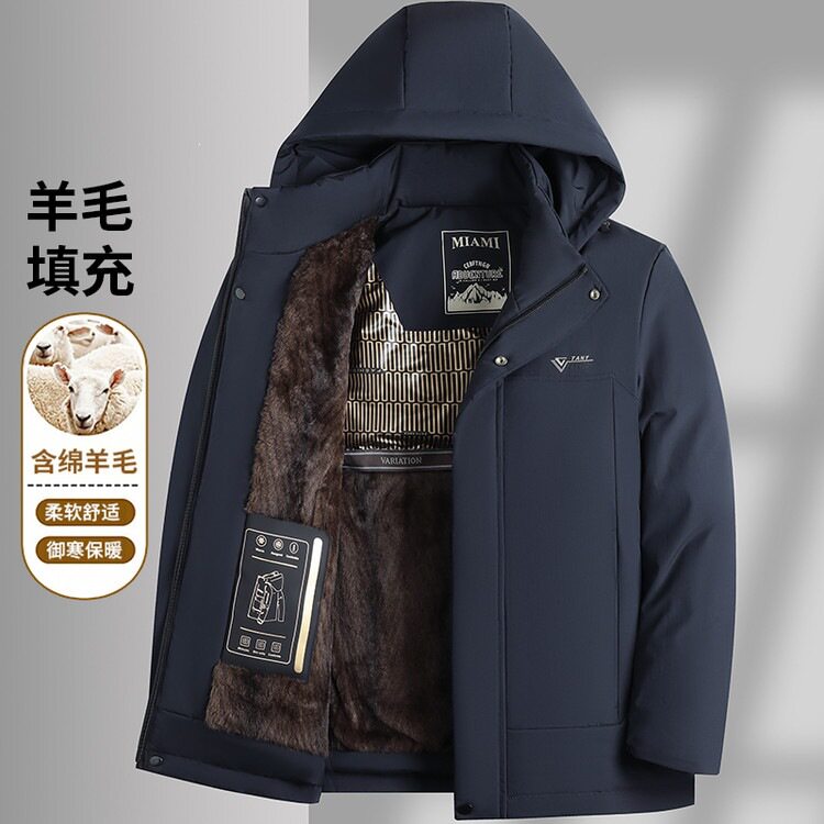 羊毛棉衣帽款羊毛外套含加棉新款加厚a86