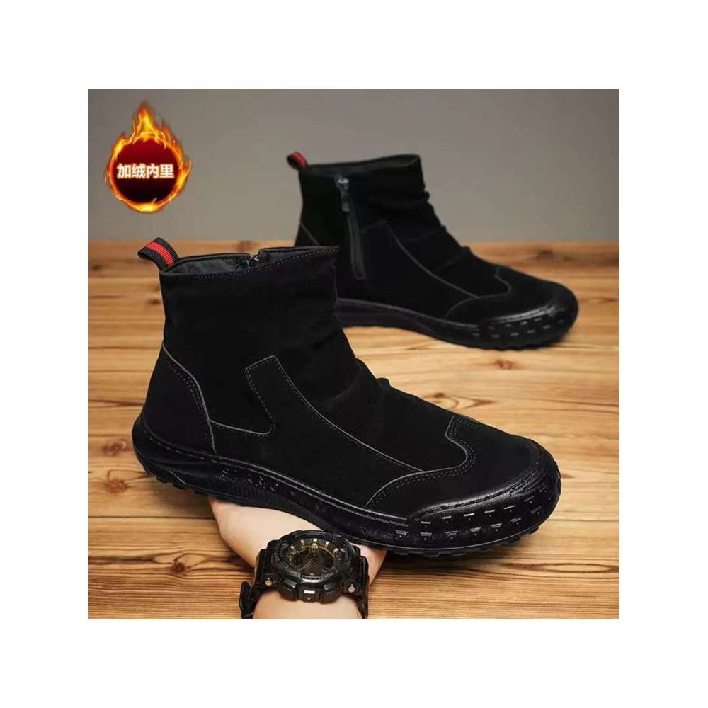 #盛莱德男鞋2025冬季新款加绒保暖高帮棉鞋男东北户外休闲雪地a05