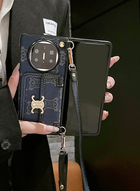 适用华为matex7手机壳斜挎x6/5可背挂绳vivoxfold3pro新款purax手提荣耀magicvs3潮牌卡包oppofindn5折叠屏女