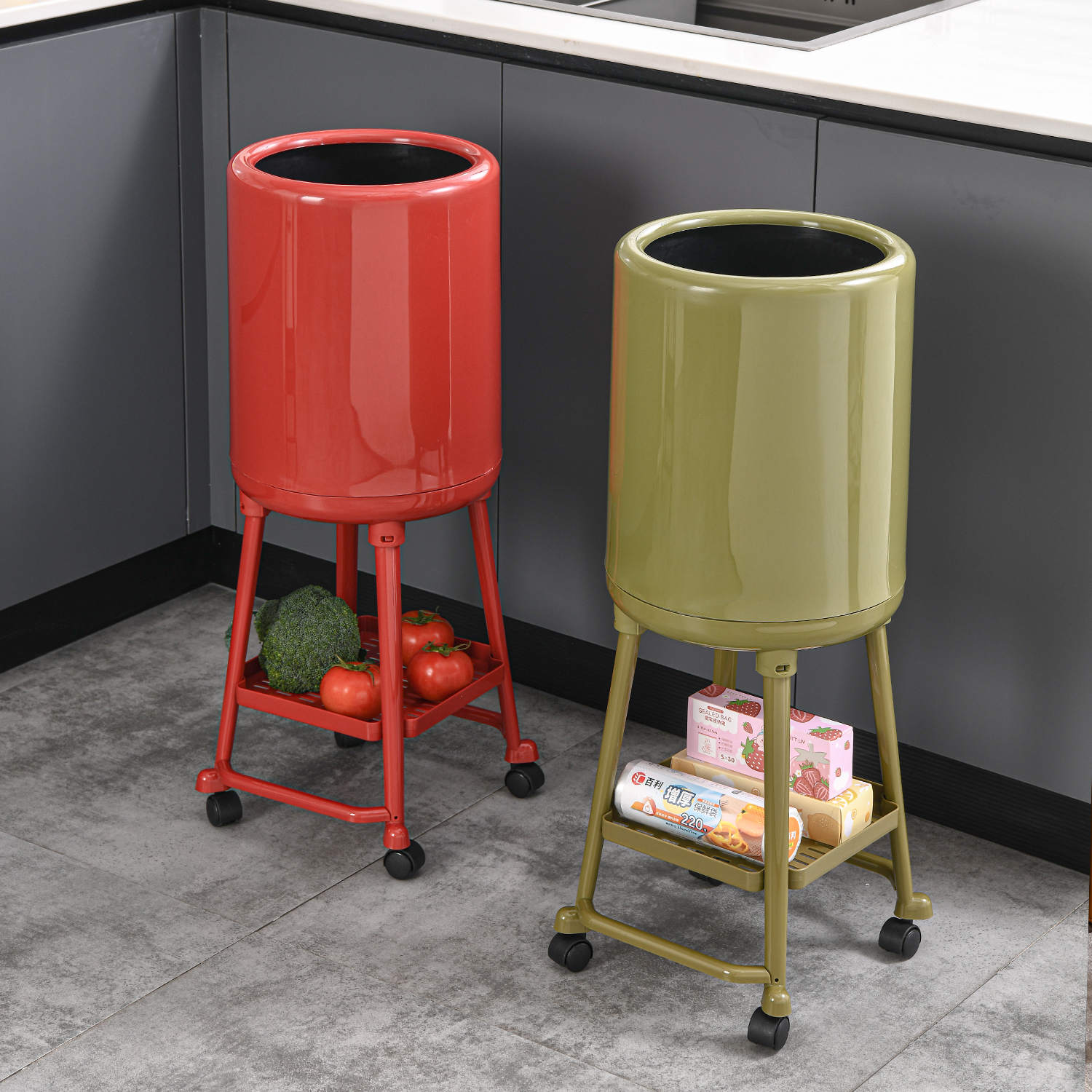 【性价比首选】厨房高脚垃圾桶