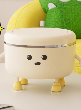 桌面垃圾桶带盖可爱高颜值家用客厅卧室床头台面创意迷你按压纸篓