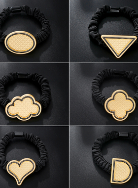 小香风非遗宋锦发圈底托底胚配件黑色几何形状发绳不伤发头绳皮筋