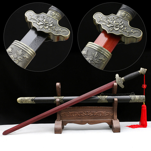 牡丹剑木质汉剑宝刀剑长木剑带鞘古风武侠汉服佩剑表演道具未开刃