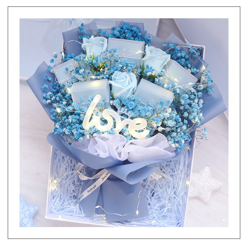 香烟花束满天星干花成品七夕情人节送男朋友老公爸爸生日礼物实用