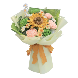 创意生日礼物针织花手工钩织毛线向日葵玫瑰花束成品送女朋友闺蜜