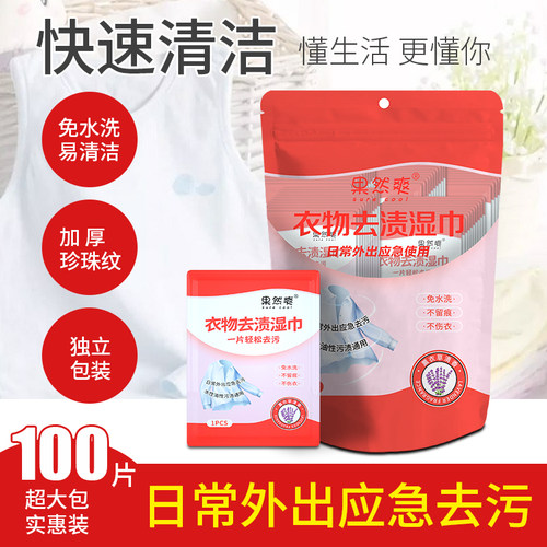 便携式100片免水洗神器去污湿巾
