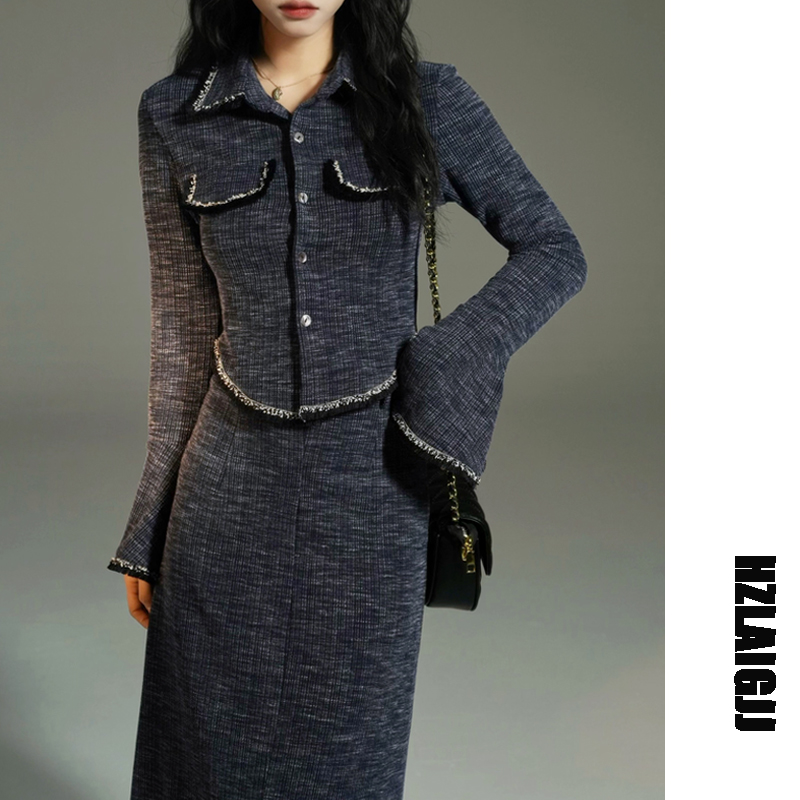 2023秋冬新款法式复古显瘦两件套