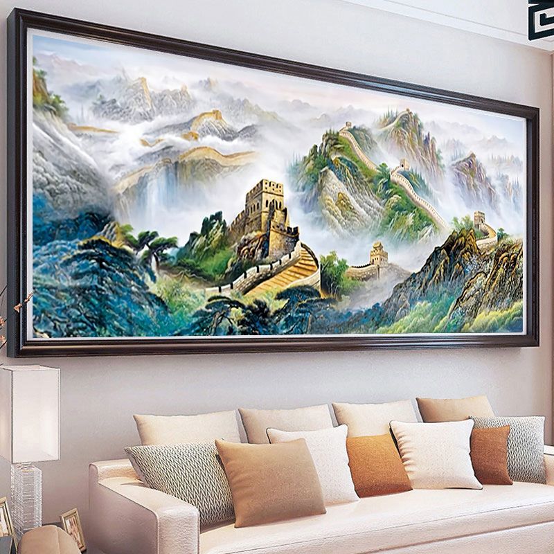 蒙娜丽莎万里长城龙抬头十字绣新款线绣客厅大幅山水风景画自己绣