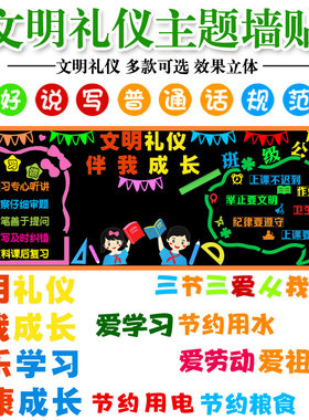 咕奇熊文明礼仪幼儿小学教室装饰