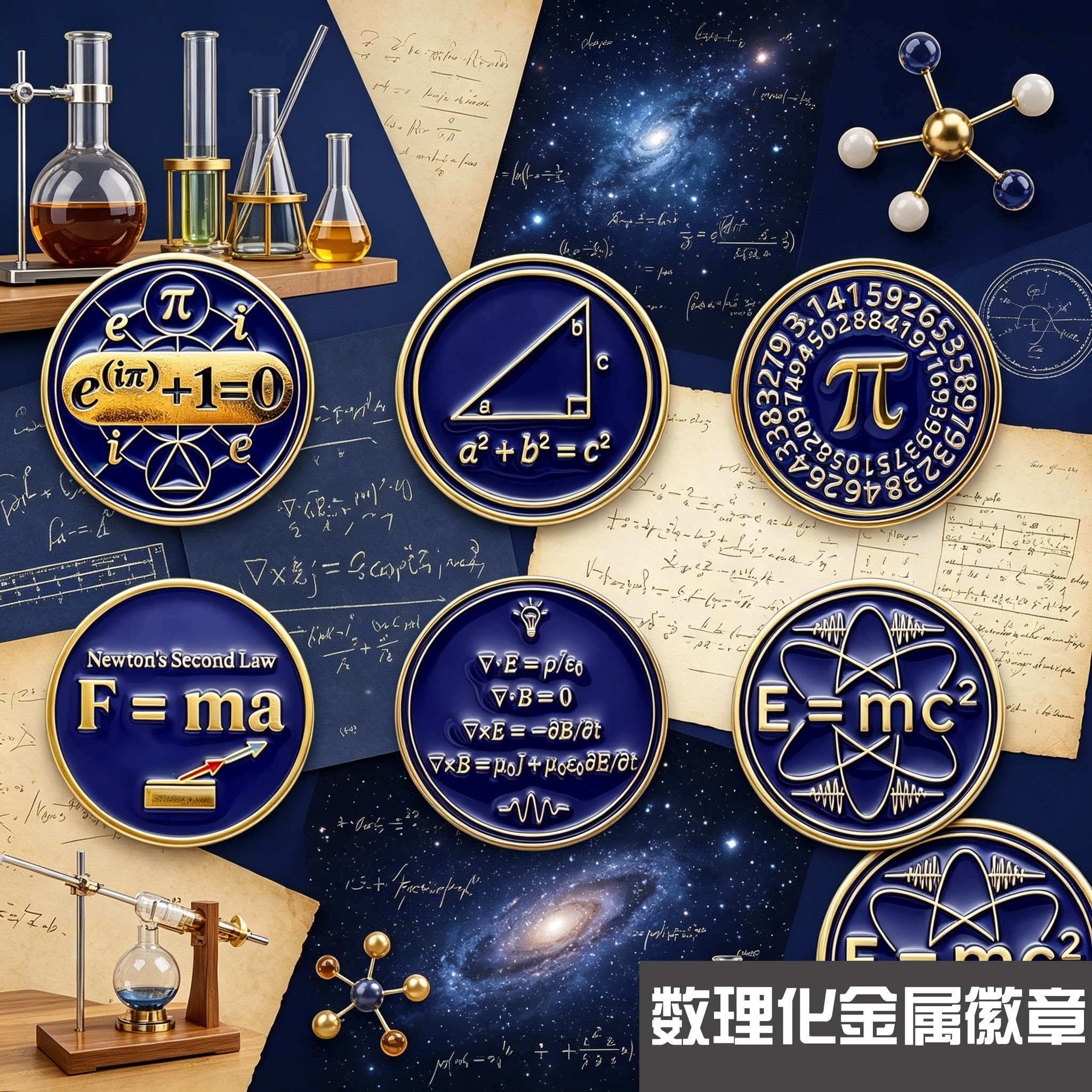 创意数学物理公式金属徽章胸针科学爱好者学生衣服包包装饰配饰品