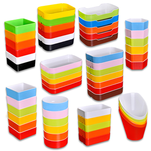 10个装塑料火锅店串串香盘子长方形双色商用配菜自助烤肉盘子餐具