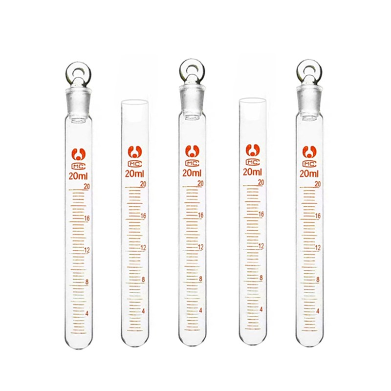 刻度试管5ml10ml15ml20ml25ml50ml玻璃试管带刻度圆底试管