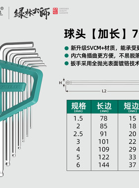 绿林大师内六角扳手套装svcm+内六方六棱6角螺丝刀自动六边形