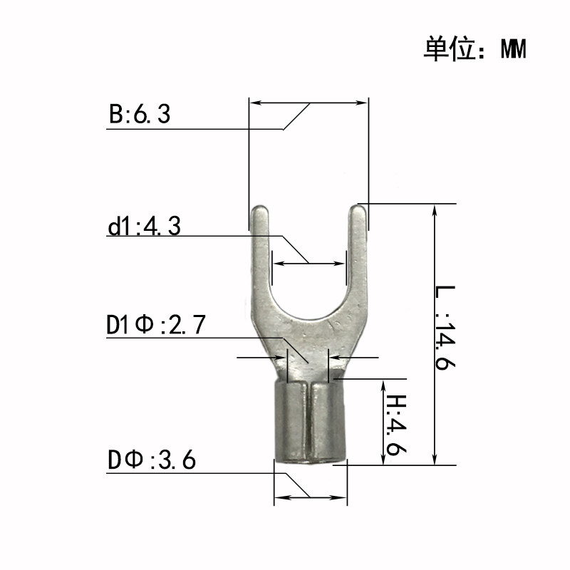 SNB2-4冷压接线端子y型接头铜鼻子线鼻子电线接头连接器压线端子