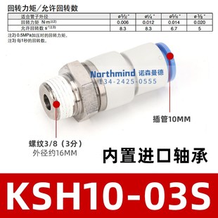 RL10 01S气动旋转接头 KSH04 RC8 02S SMC型KSL04