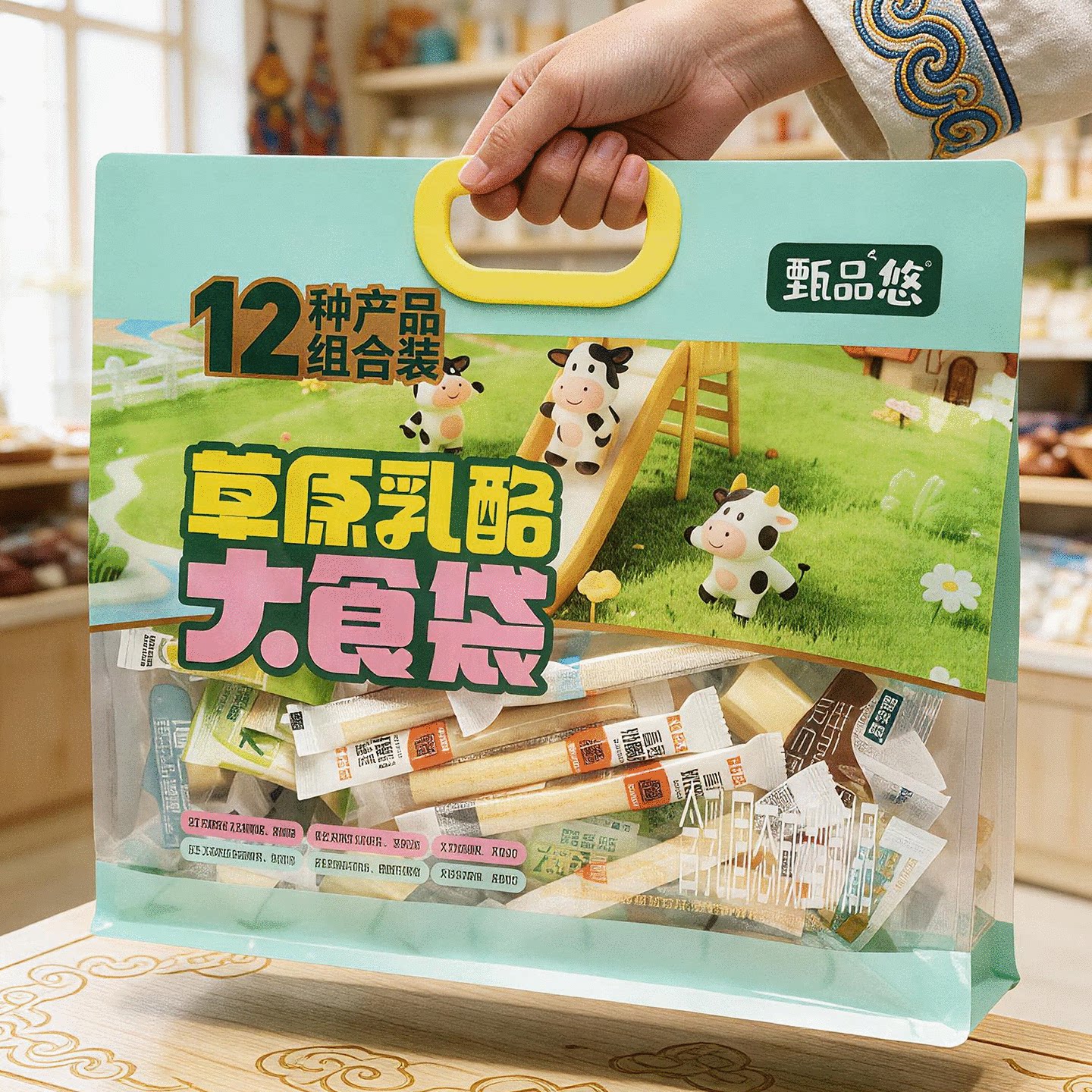 内蒙古特产甄品悠奶食品礼包组合奶酪制品多种草原乳酪大食袋518g