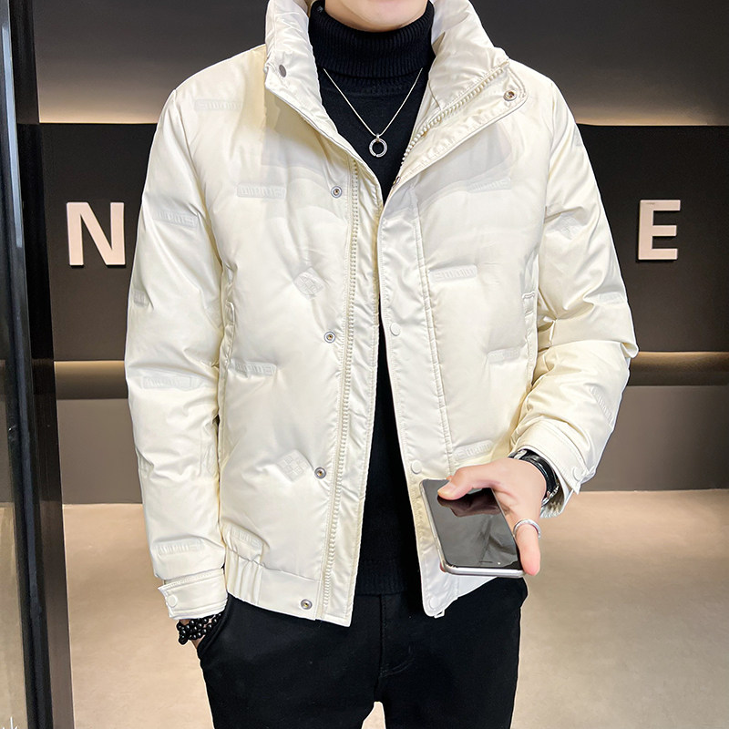 B255-9-P175 80白鸭绒 M-3XL店主风新款立领男士皮羽绒潮流男图片