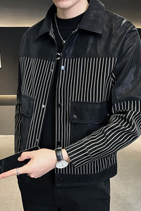 B255-8809-P135 2022秋季新款简约百搭高品质支持直播皮衣男图片