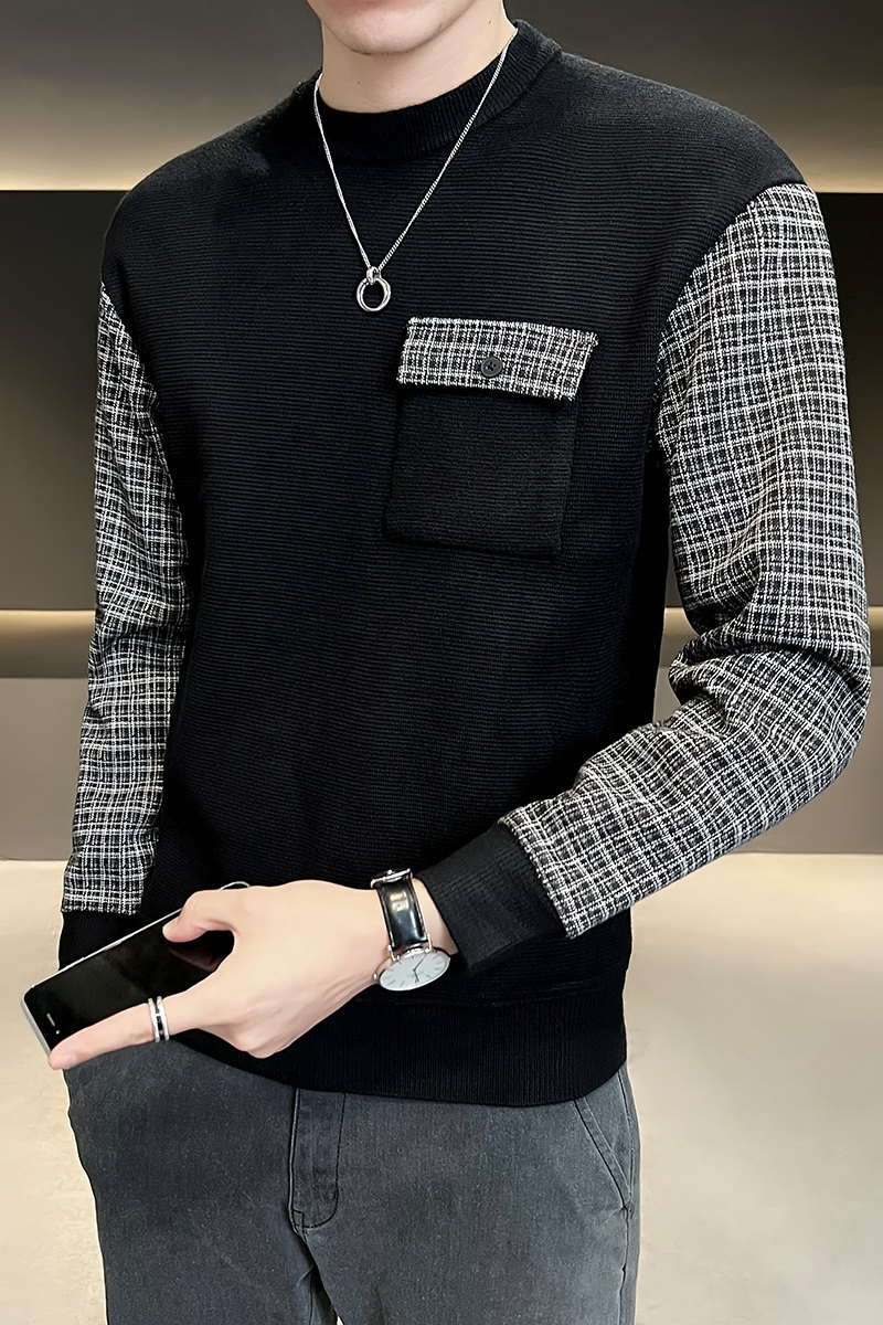 B25521102P682022秋冬加绒加厚男士打底高品质简约百搭毛衣男,男装针织衫/毛衣,电商B255