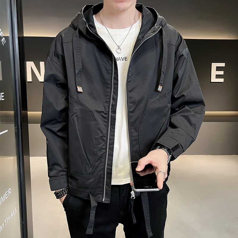 B255-K827-特P1002022秋季新款店主风简约休闲连帽男士外套潮,男装夹克,电商B255