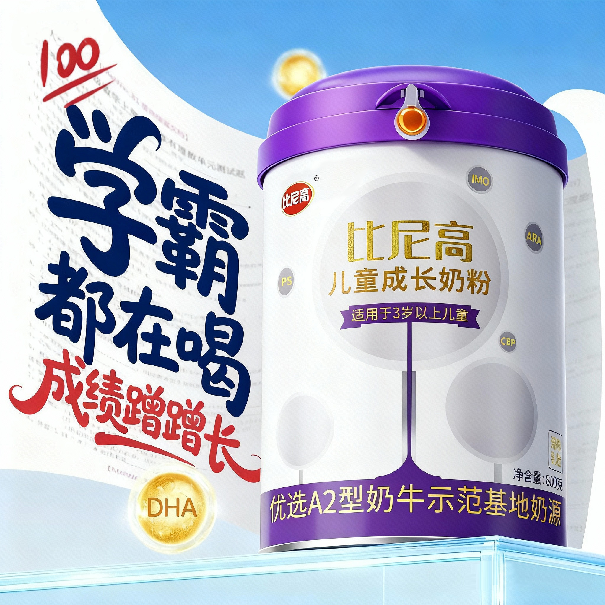 南山比尼高A2学生奶粉儿童成长营养奶粉3岁以上800g