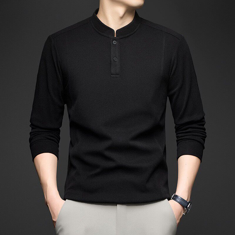 秋冬双面德绒保暖卫衣男士亨利领打底衫潮流长袖立领T恤a4