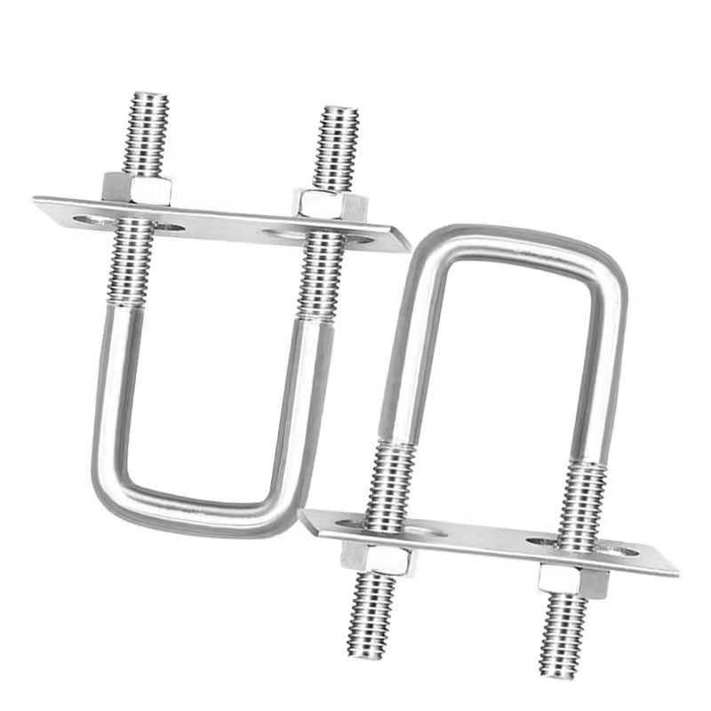 304不锈钢方型卡直角卡u型卡扣u形螺栓螺丝带挡板管卡固定件管夹
