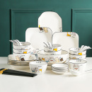 可爱陶瓷餐具套装 菜盘子饭碗具潮州瓷器 家用碗碟盘筷北欧2025新款