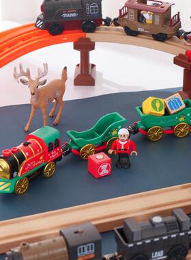 iekool适用于宜家木质轨道brio拼插积木电动小火车玩具hape轨道