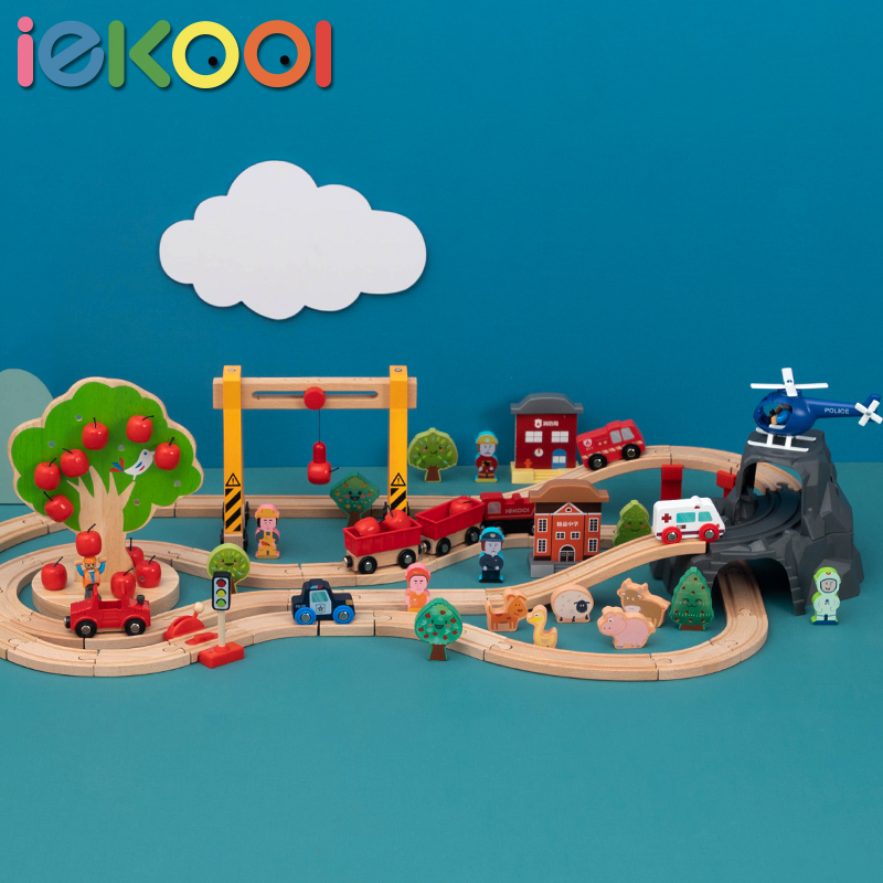 木质动脑益智拼装2岁火车轨道