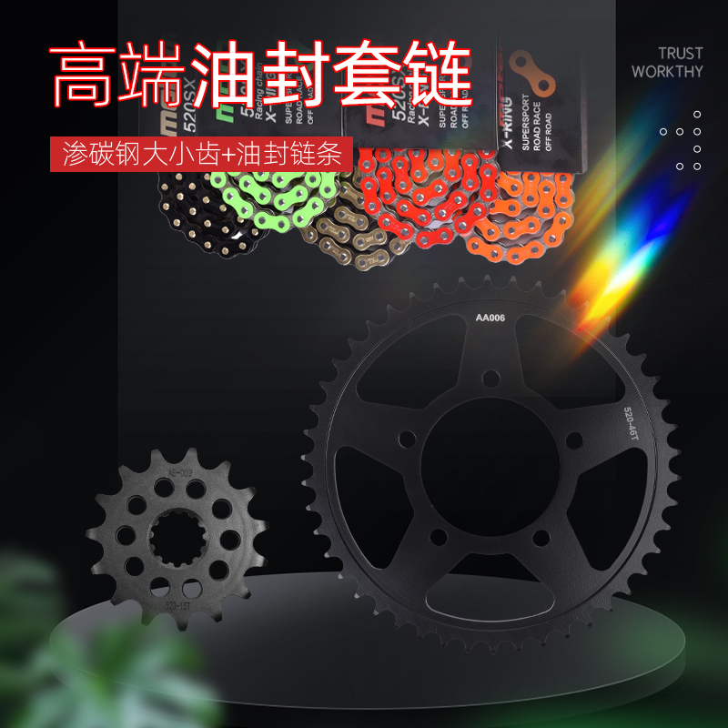 适用铃木SFV/SV650 GS500E GSF400大小齿链轮油封链条套链三件套