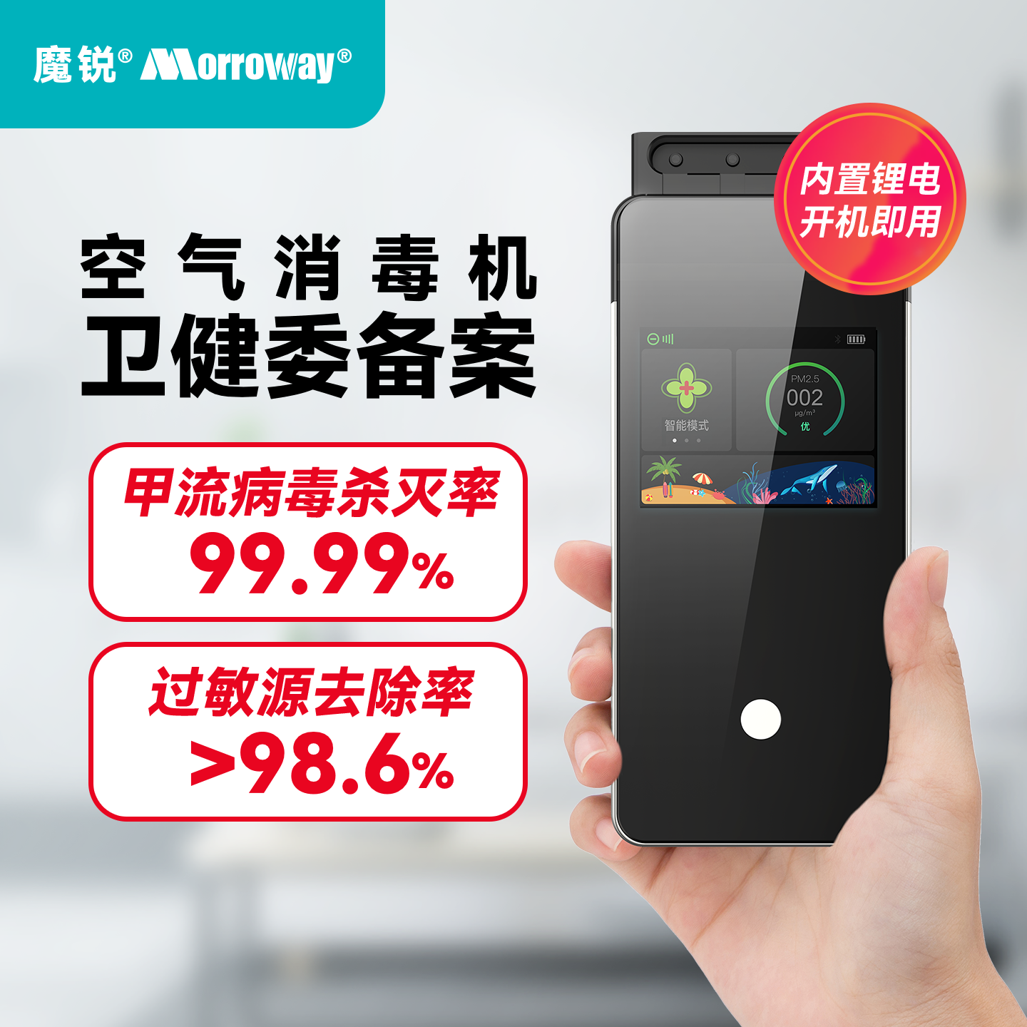 魔锐空气消毒机净化器除甲醛去病毒便携母婴净化机车载Y-A5