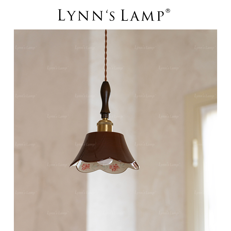 Lynn's立意 侘寂风卧室吊灯 床头高级感陶瓷日式吧台玄关实木灯具