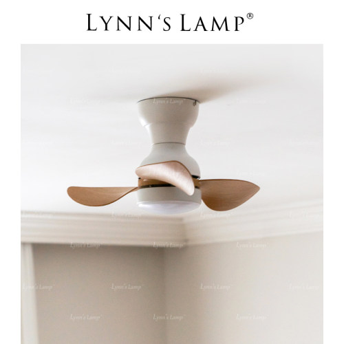 Lynn's立意 原木风北欧风扇灯 卧室书房日式木纹小空间一体吊扇灯