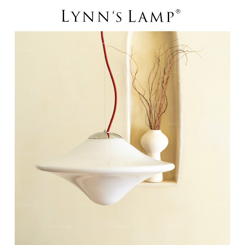 Lynn's立意中古玻璃餐厅吊灯吧台卧室飞碟餐桌复古日式奶白灯具,家装灯饰光源,餐厅吊灯,淘宝优惠券,粉丝福利购,淘宝优惠卷