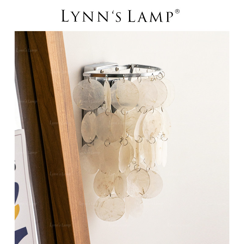 Lynn's立意美式贝壳壁灯民宿床头贝母vintage日式风铃中古灯饰