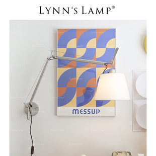 x27;s立意 Lynn& 意大利極簡(jiǎn)搖臂伸縮壁燈客廳書房臥室床頭閱讀燈