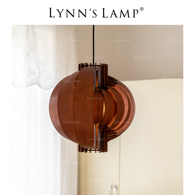 立意书房卧室侘寂风木纹吊灯